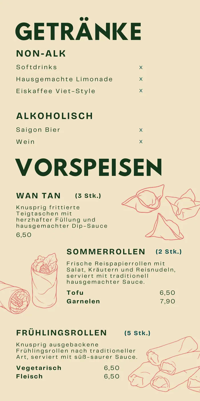 Speisekarte Seite 1